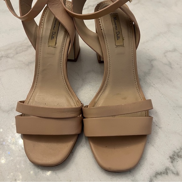 Nude leather block heeled sandals size EUR 7 Massimo Dutti - Picture 6 of 7